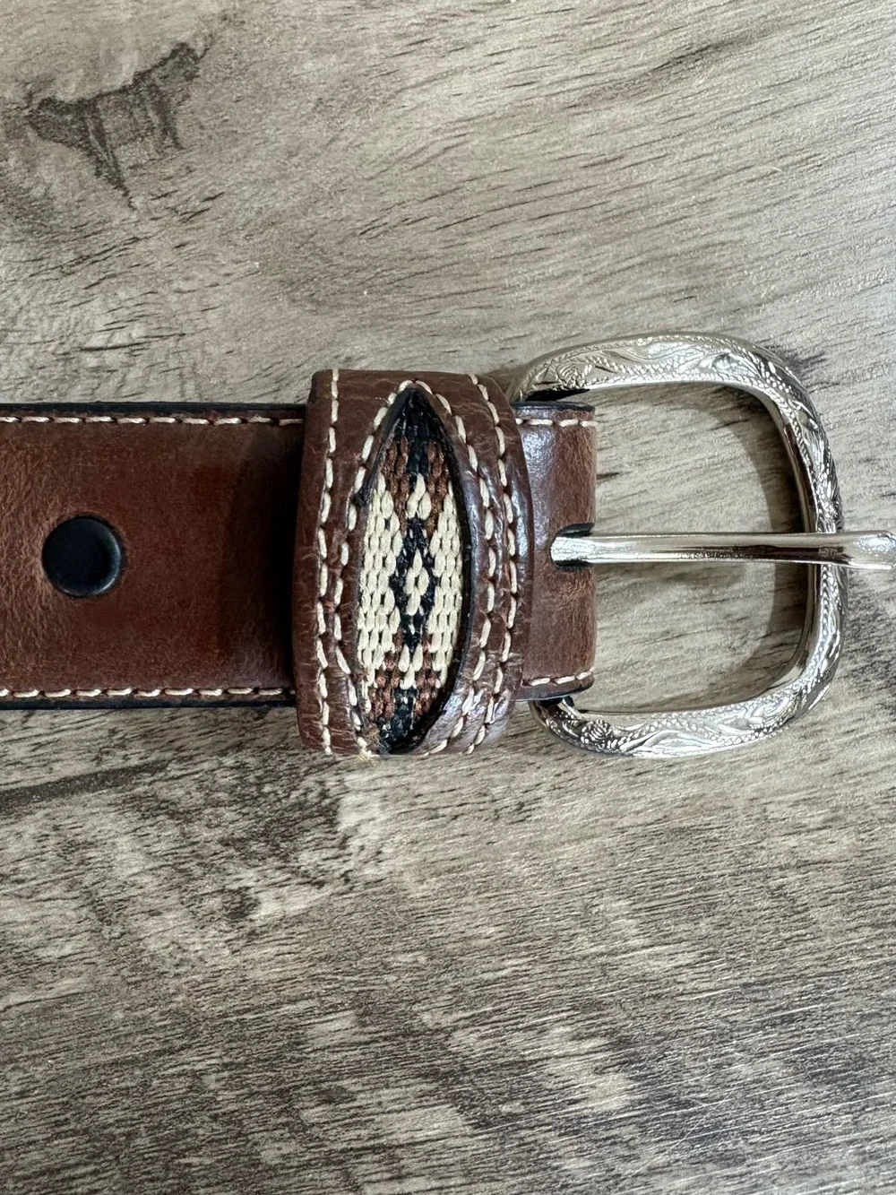 Boy's NOCONA Brown & Black Leather SILVER CONCHO Woven WESTERN Rodeo BELT  26